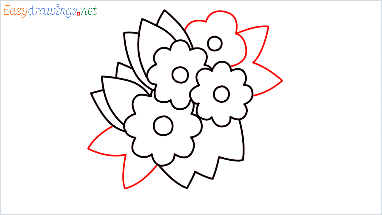 How to draw Bouquet Emoji step (9)