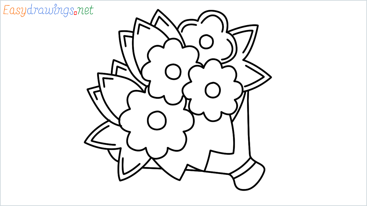 How to draw Bouquet Emoji step by step for beginners