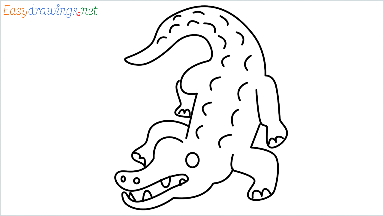 How to draw Crocodile Emoji step by step for beginners