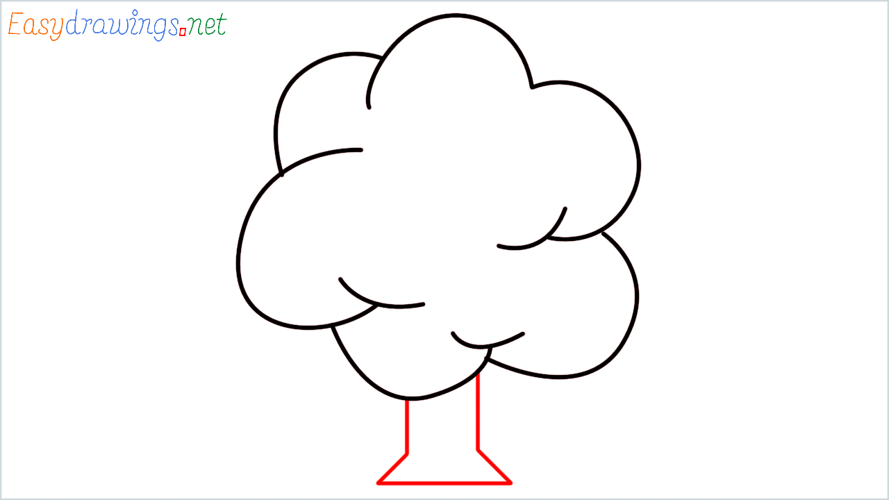 How to draw Deciduous tree Emoji step (5)
