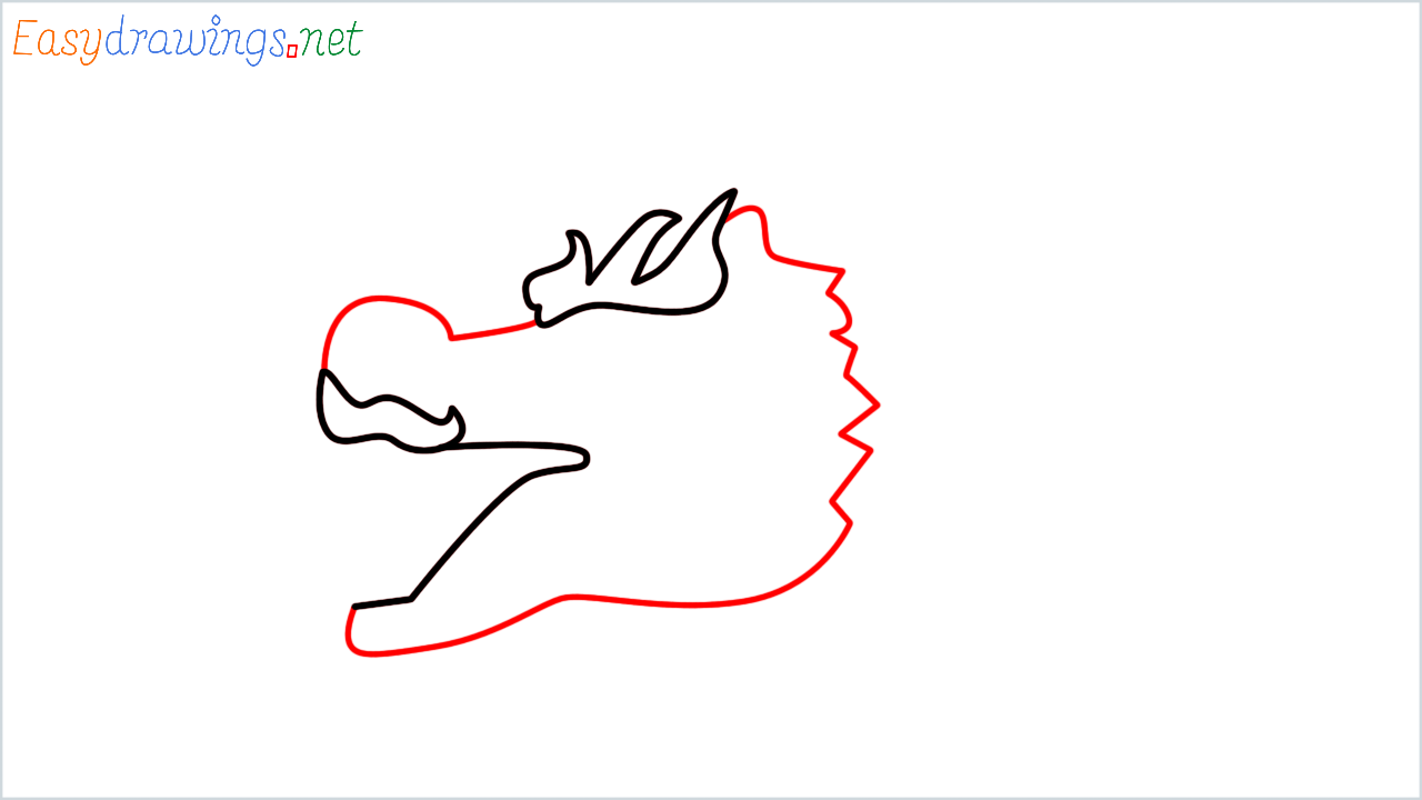 How to draw Dragon face Emoji step (3)