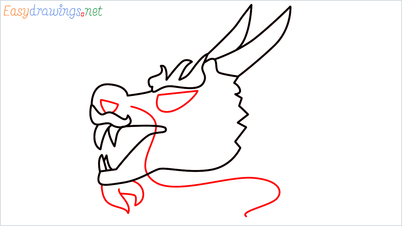 How to draw Dragon face Emoji step (6)