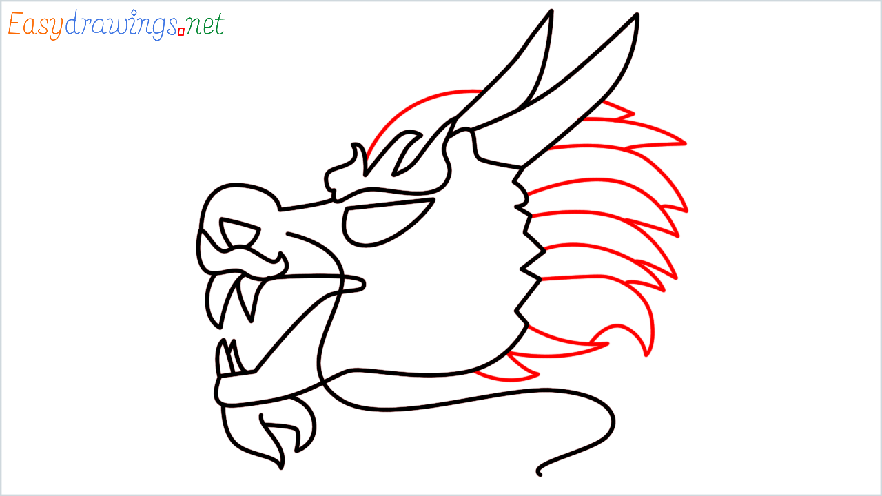 How to draw Dragon face Emoji step (7)