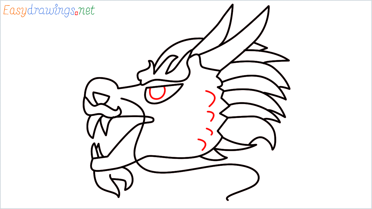 How to draw Dragon face Emoji step (8)