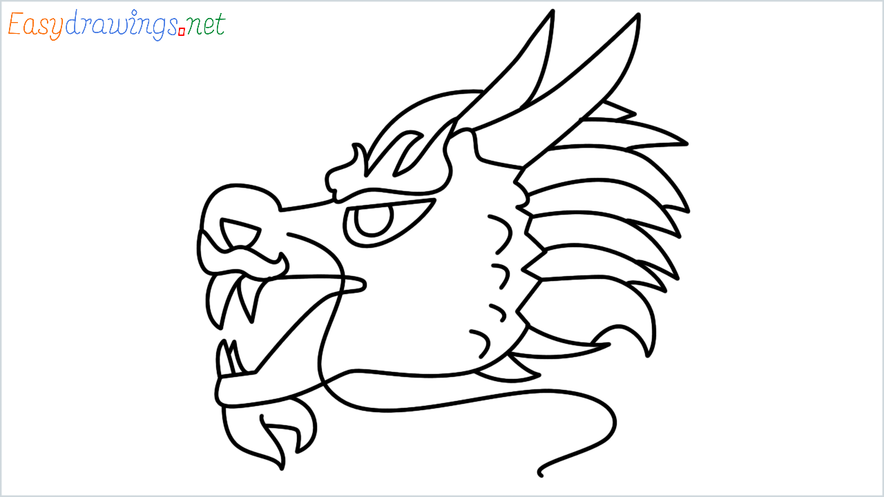 How to draw Dragon face Emoji step by step for beginners