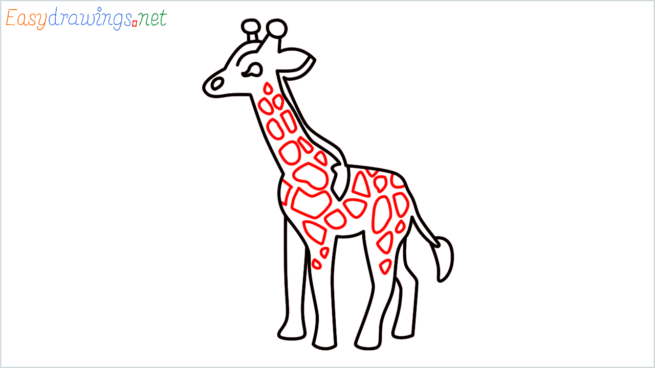 How to draw Giraffe Emoji step (10)