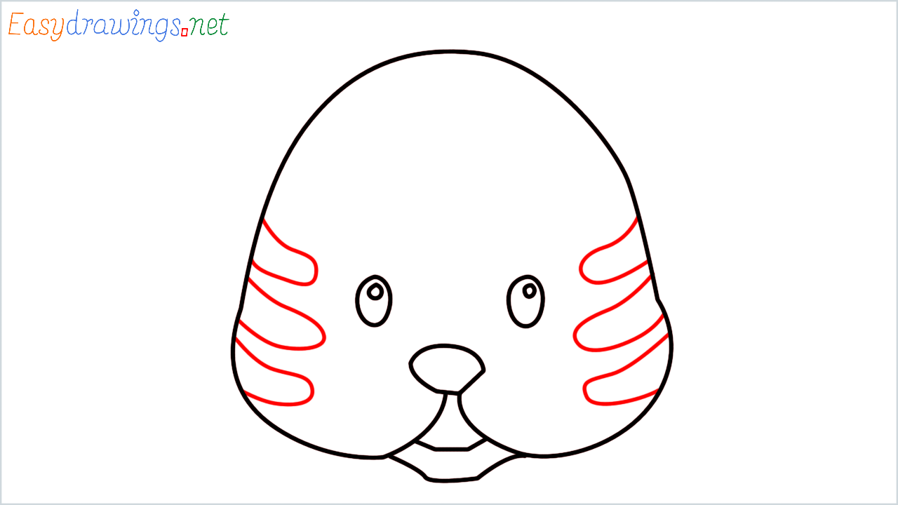 How to draw Tiger face Emoji step (5)