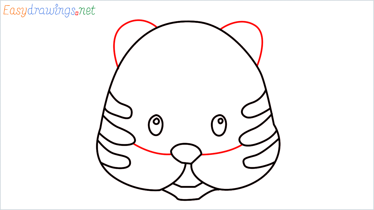 How to draw Tiger face Emoji step (6)
