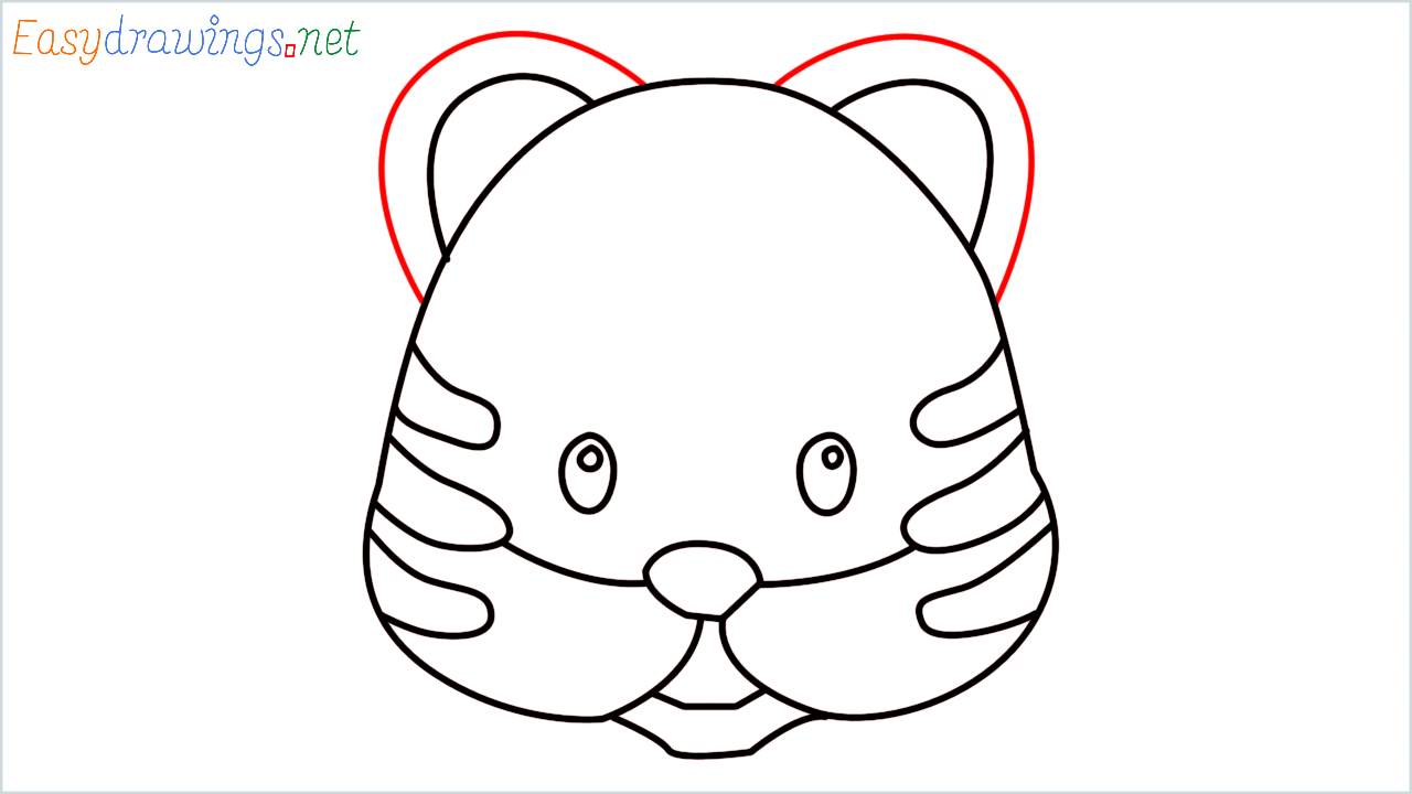 How to draw Tiger face Emoji step (7)