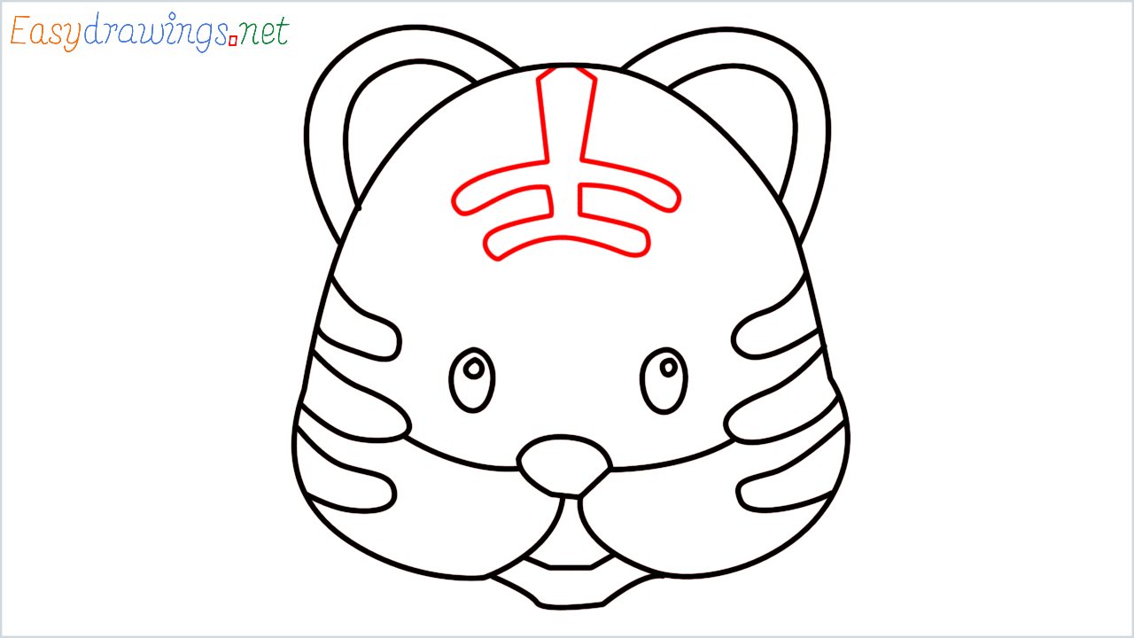 How to draw Tiger face Emoji step (8)