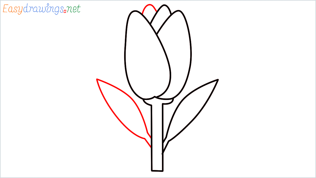 How to draw Tulip Emoji step (6)