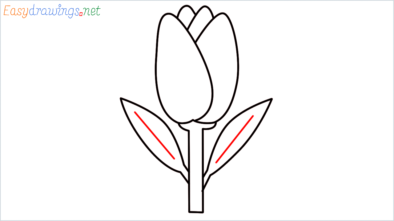 How to draw Tulip Emoji step (7)