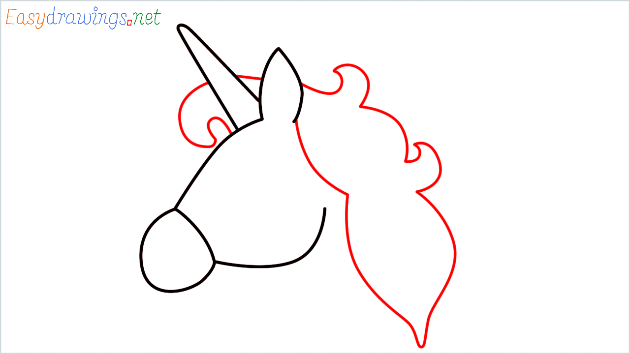 How to draw Unicorn Emoji step (5)