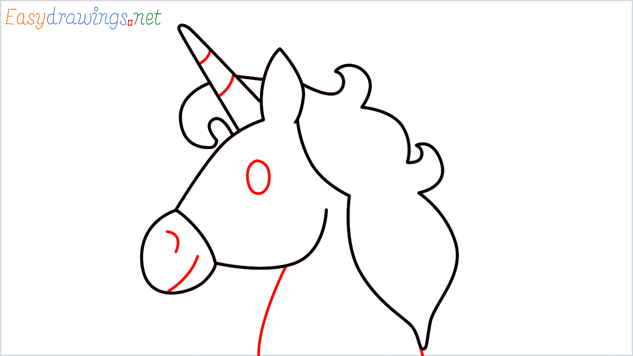 How to draw Unicorn Emoji step (6)