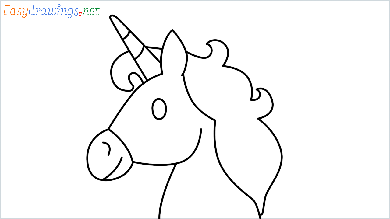 How to draw Unicorn Emoji step by step for beginners