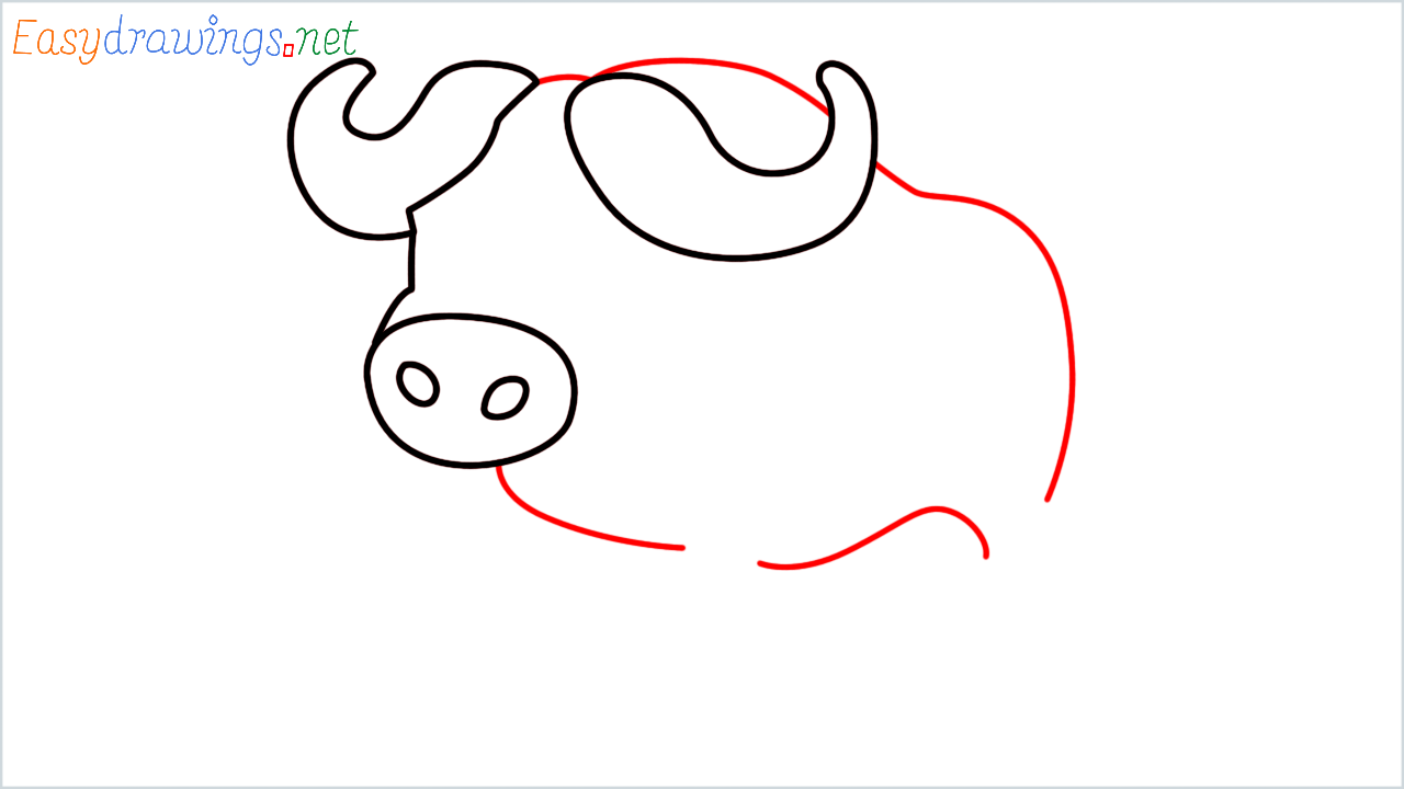 How to draw Water buffalo Emoji step (4)