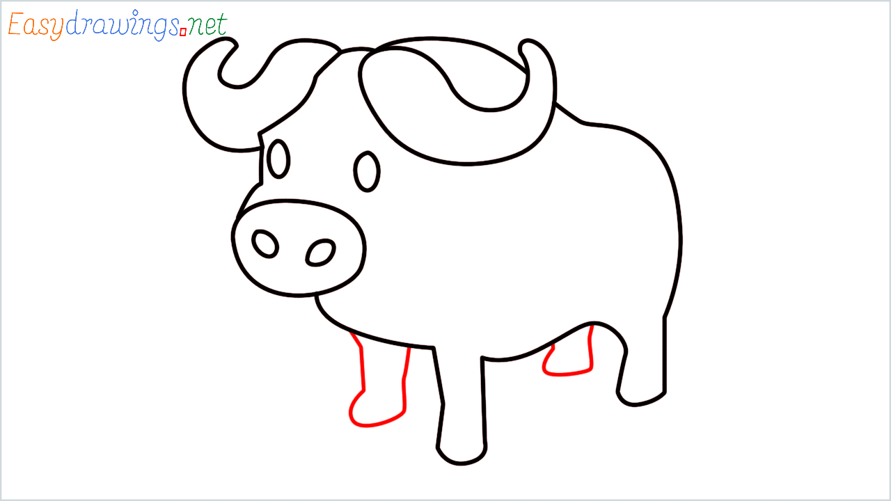 How to draw Water buffalo Emoji step (6)