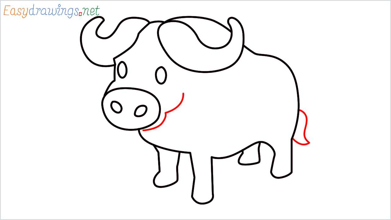 How to draw Water buffalo Emoji step (7)