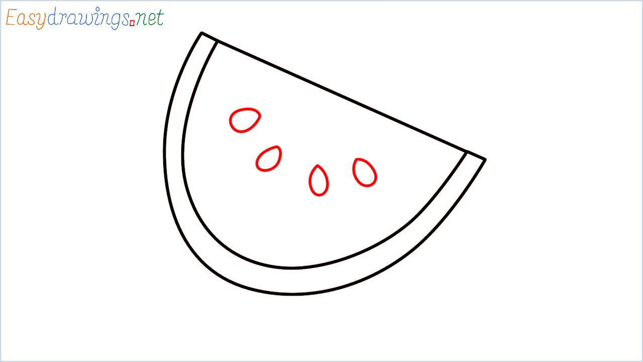 How to draw Watermelon Emoji step (4)