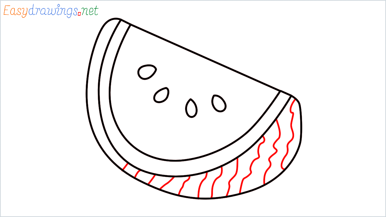 How to draw Watermelon Emoji step (6)