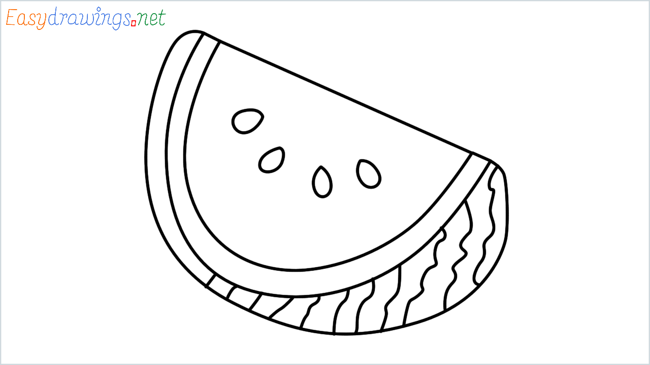 How to draw Watermelon Emoji step by step for beginners