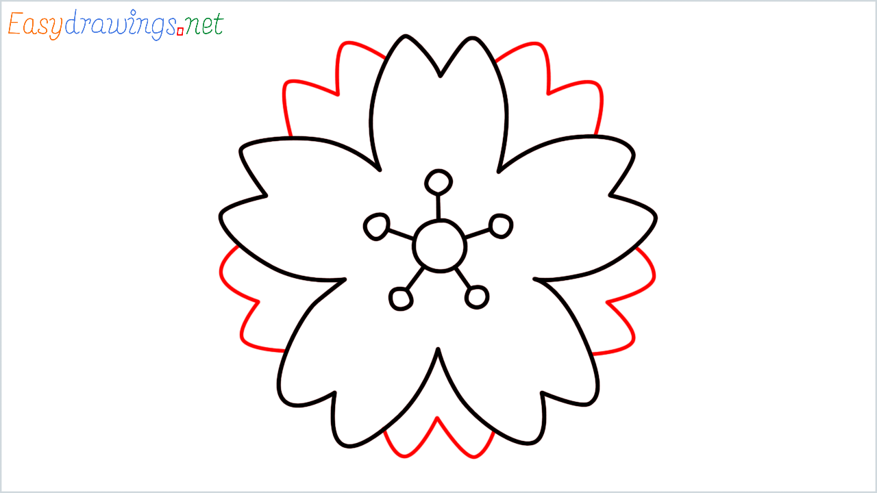How to draw White flower Emoji step (8)