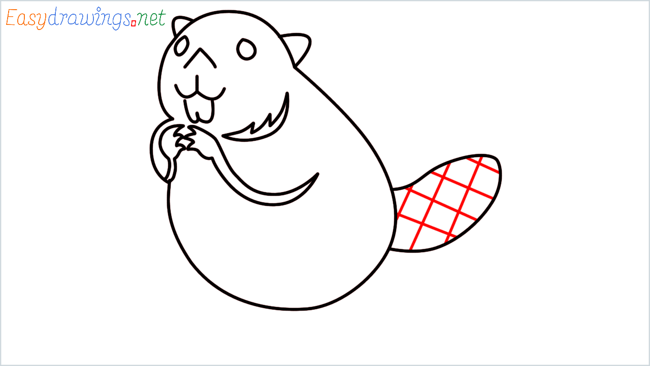 How to draw beaver Emoji step (8)