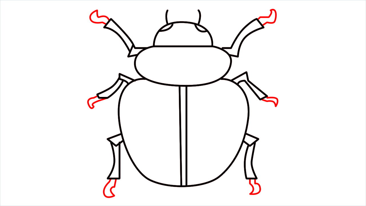 How to draw beetle Emoji step (7)