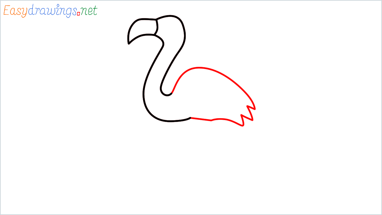 How to draw flamingo Emoji step (3)