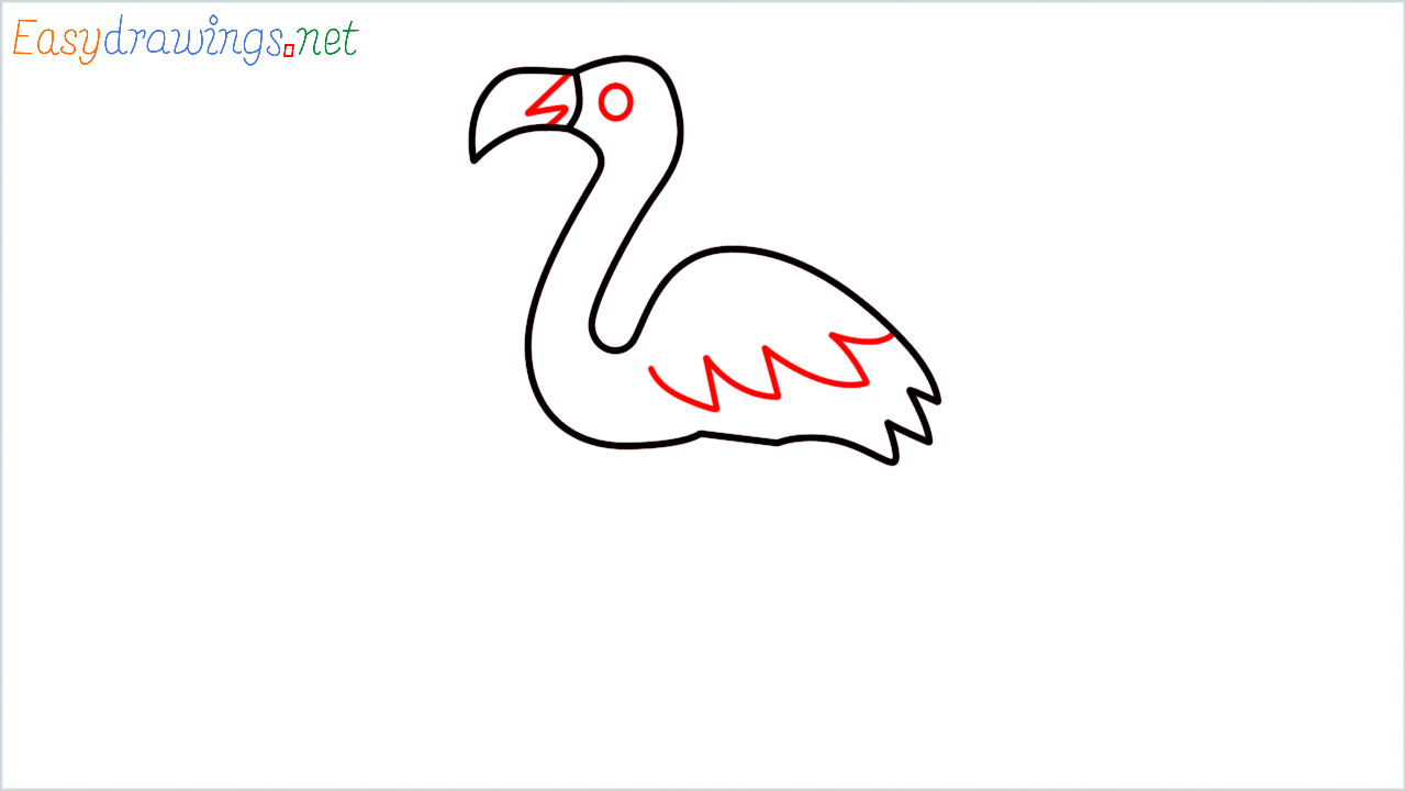 How to draw flamingo Emoji step (4)