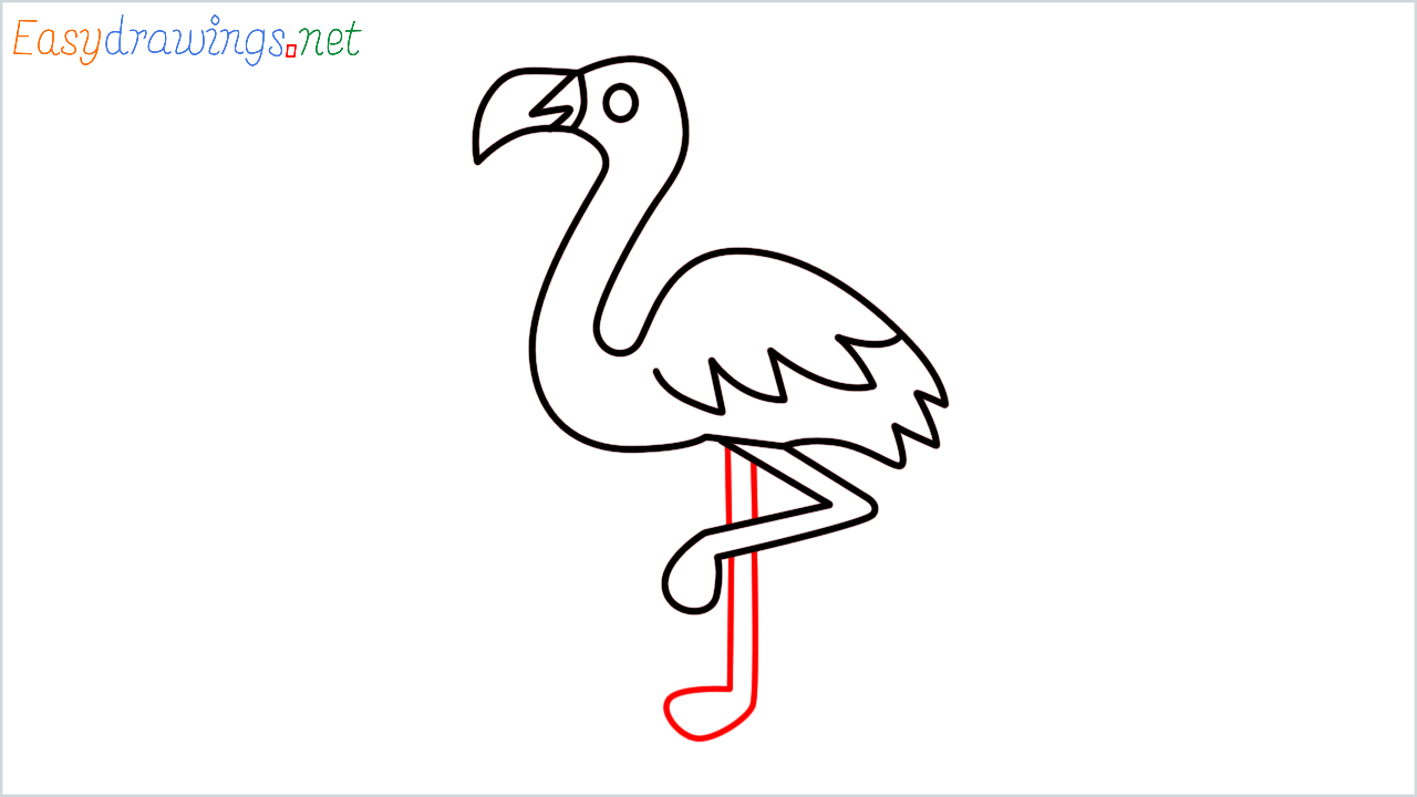 How to draw flamingo Emoji step (6)