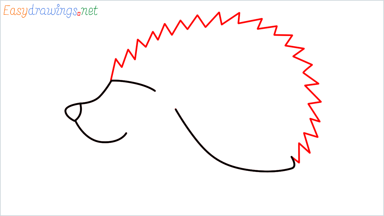 How to draw hedgehog Emoji step (4)