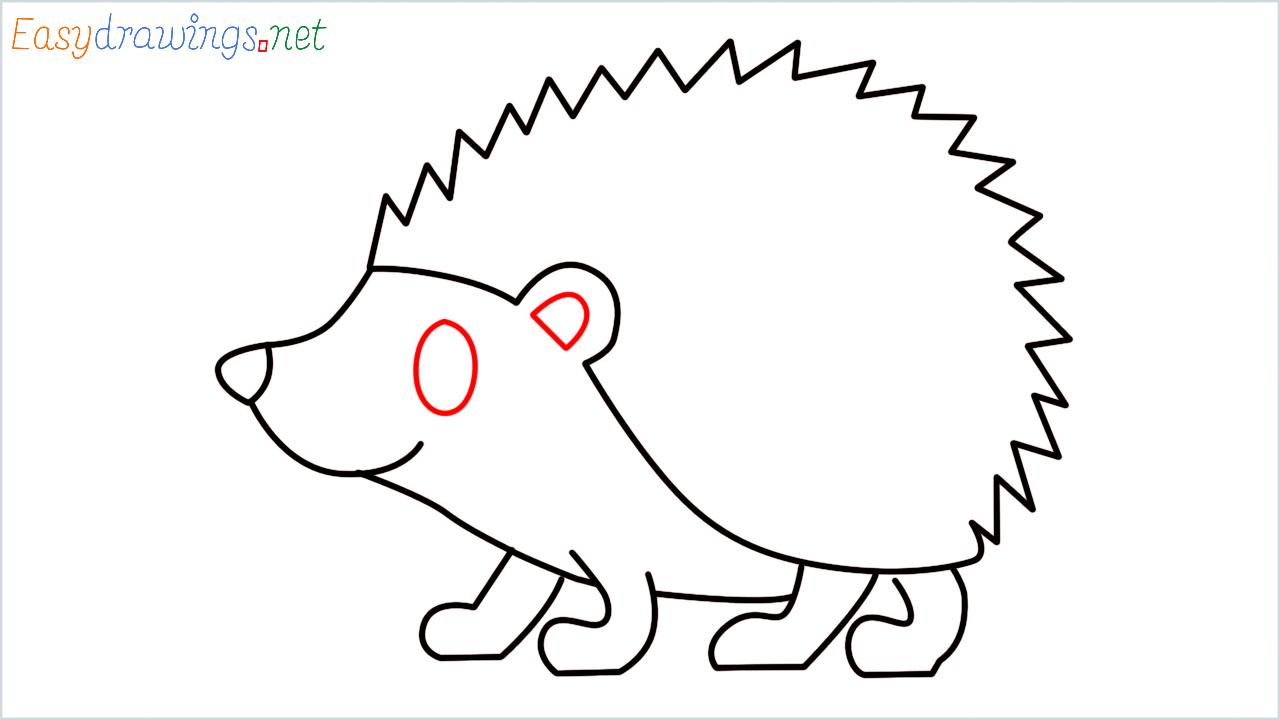 How to draw hedgehog Emoji step (7)
