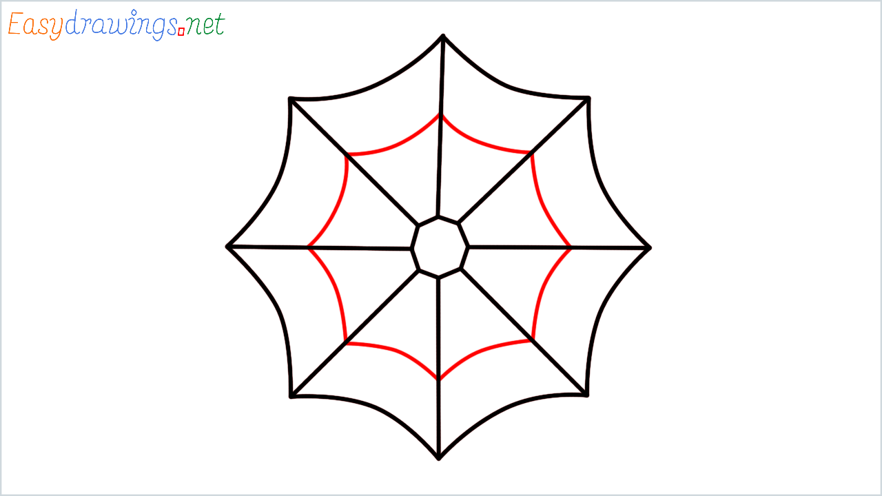 How to draw spider web Emoji step (4)