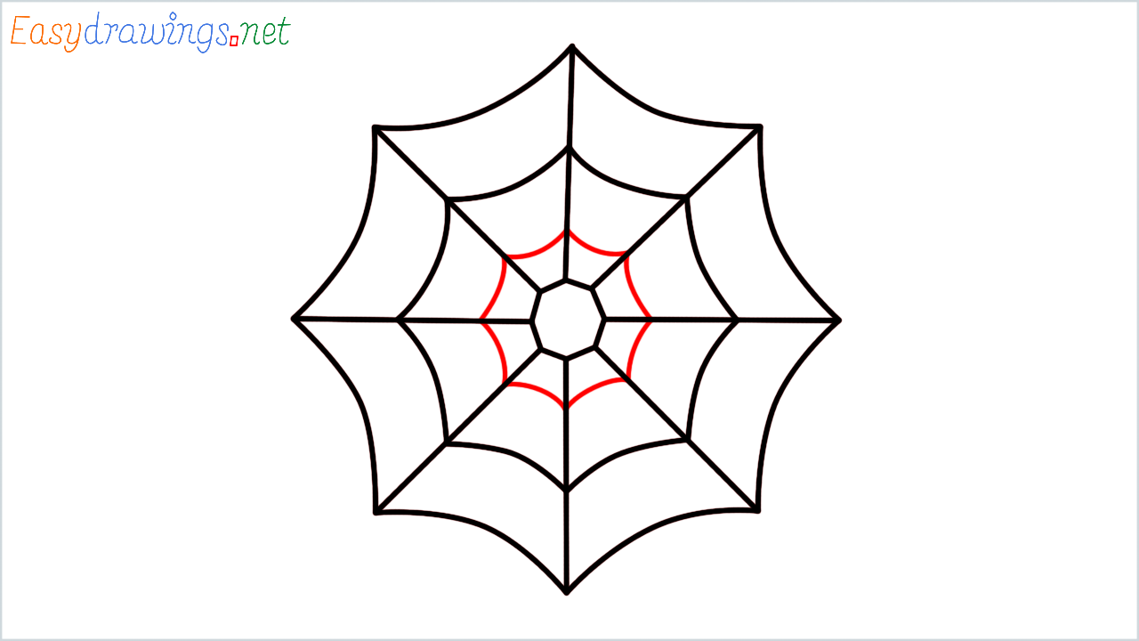 How to draw spider web Emoji step (5)