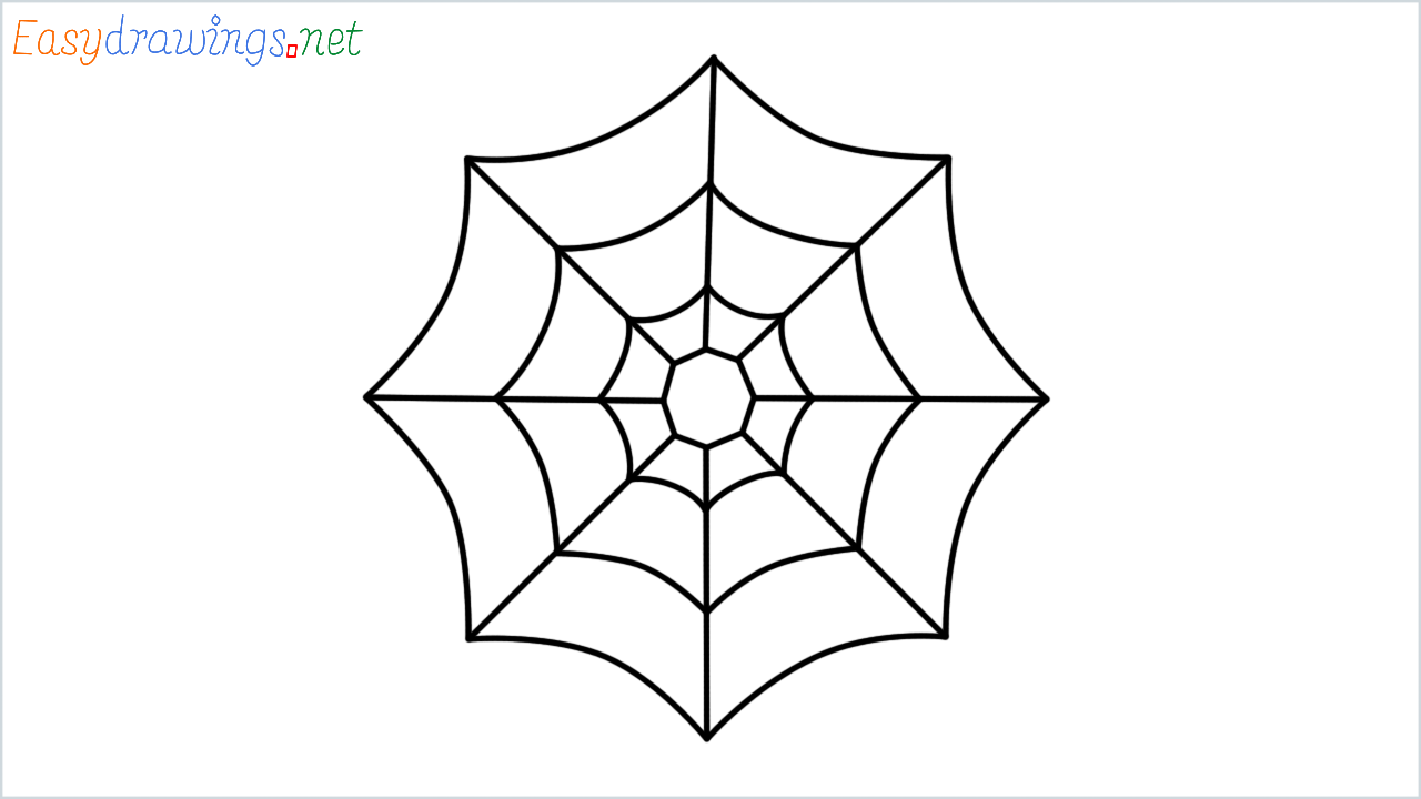 How to draw spider web Emoji step by step for beginners