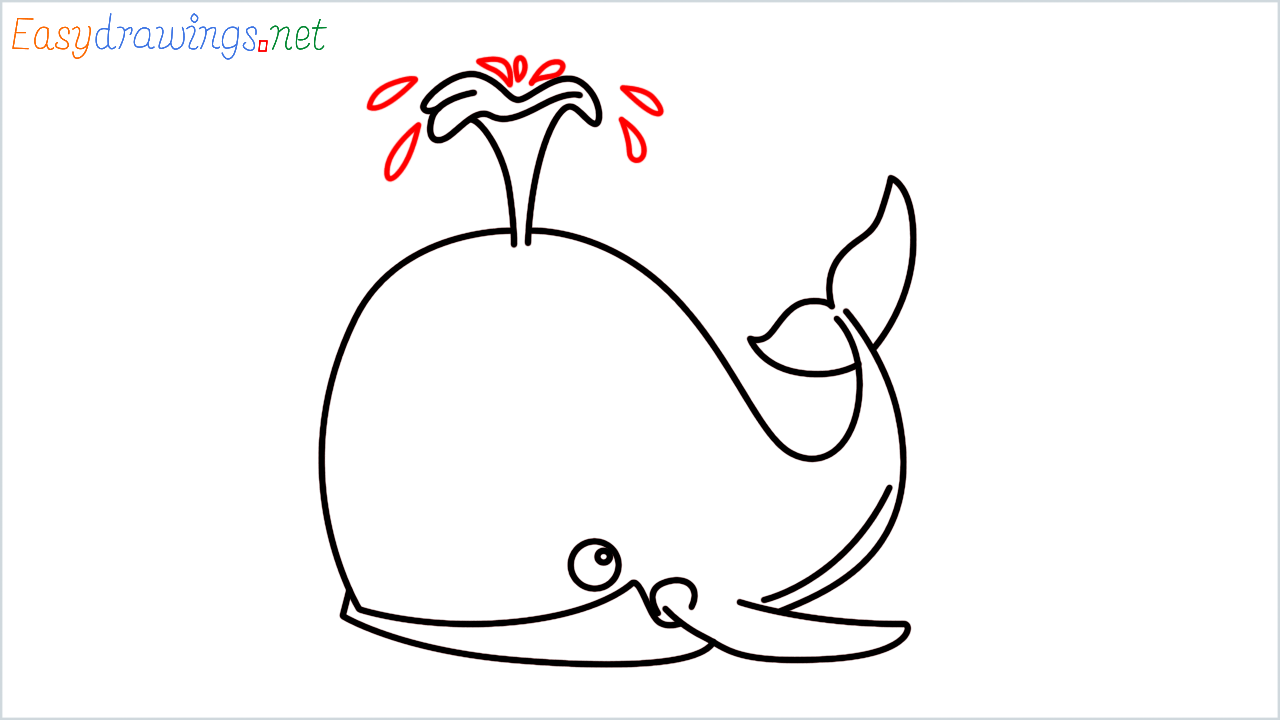 How to draw spouting whale Emoji step (7)