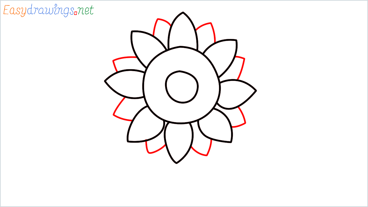 How to draw sunflower Emoji step (4)