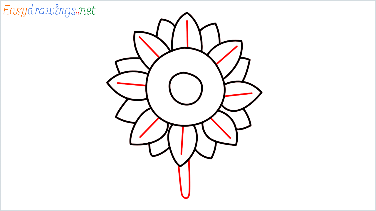 How to draw sunflower Emoji step (5)