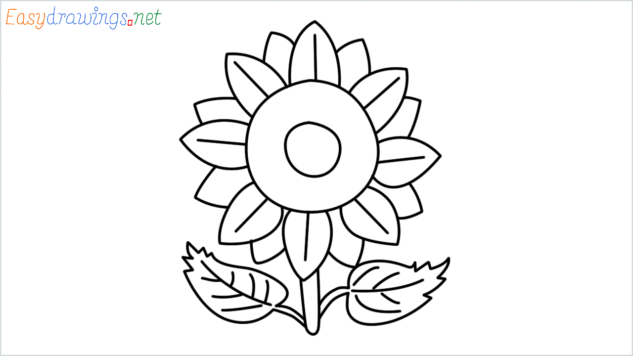 How to draw sunflower Emoji step by step for beginners