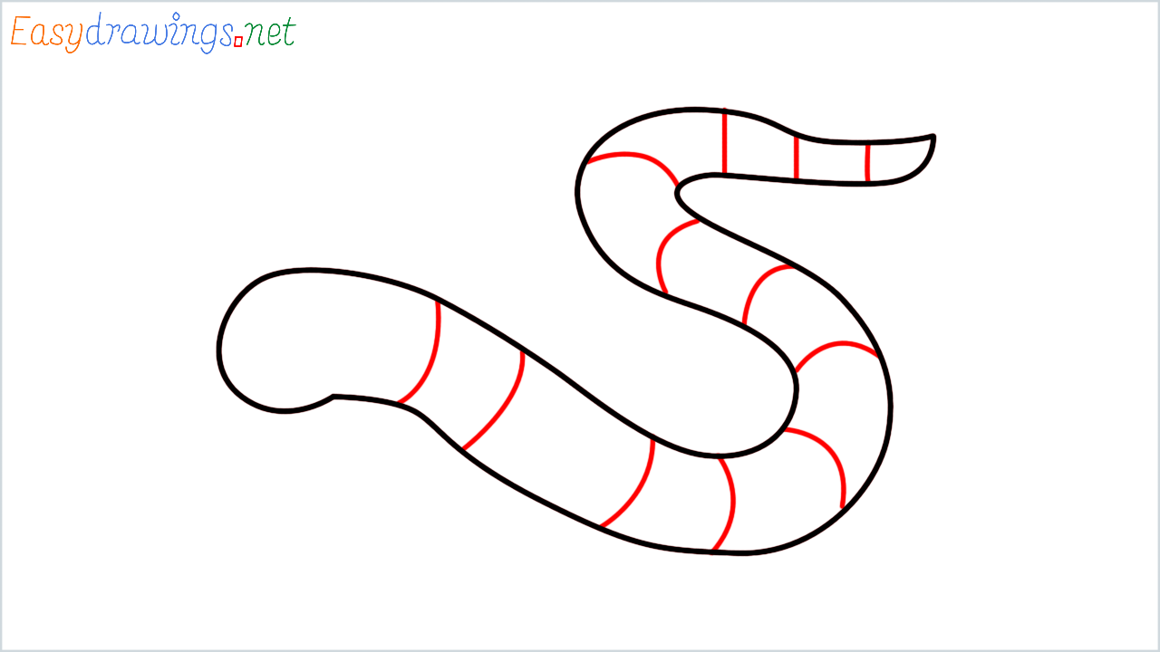 How to draw worm Emoji step (4)