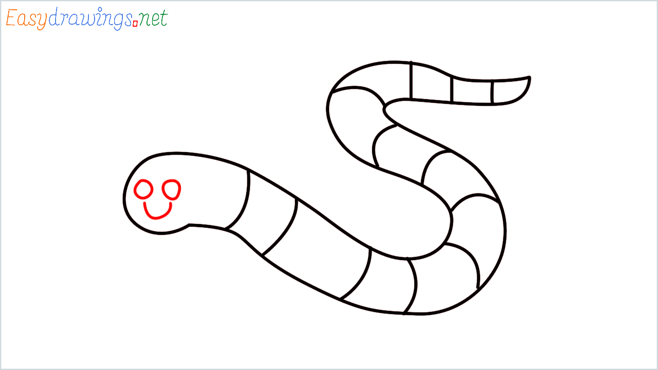 How to draw worm Emoji step (5)
