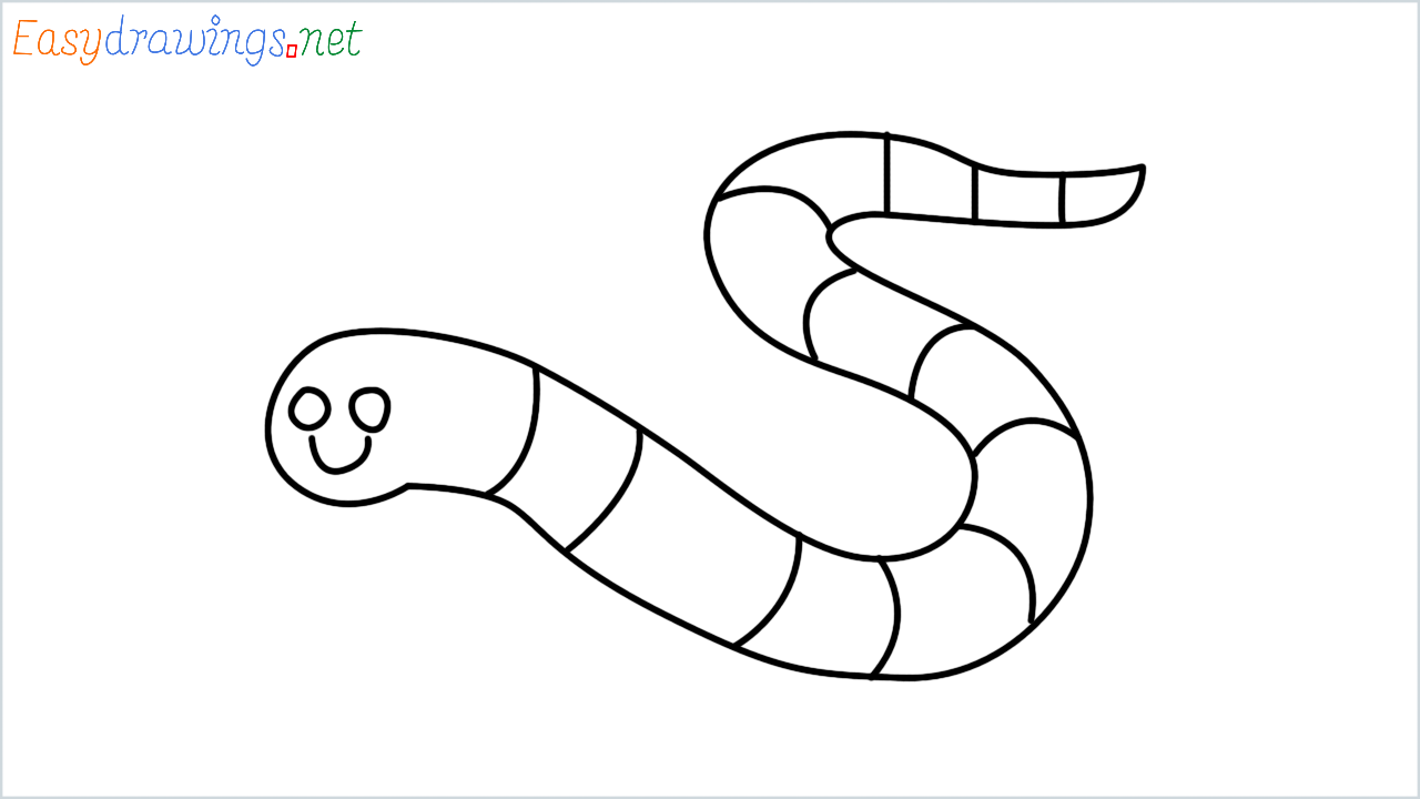How to draw worm Emoji step by step for beginners