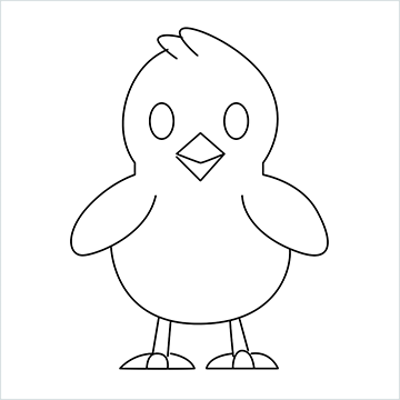 Front facing baby chick drawing