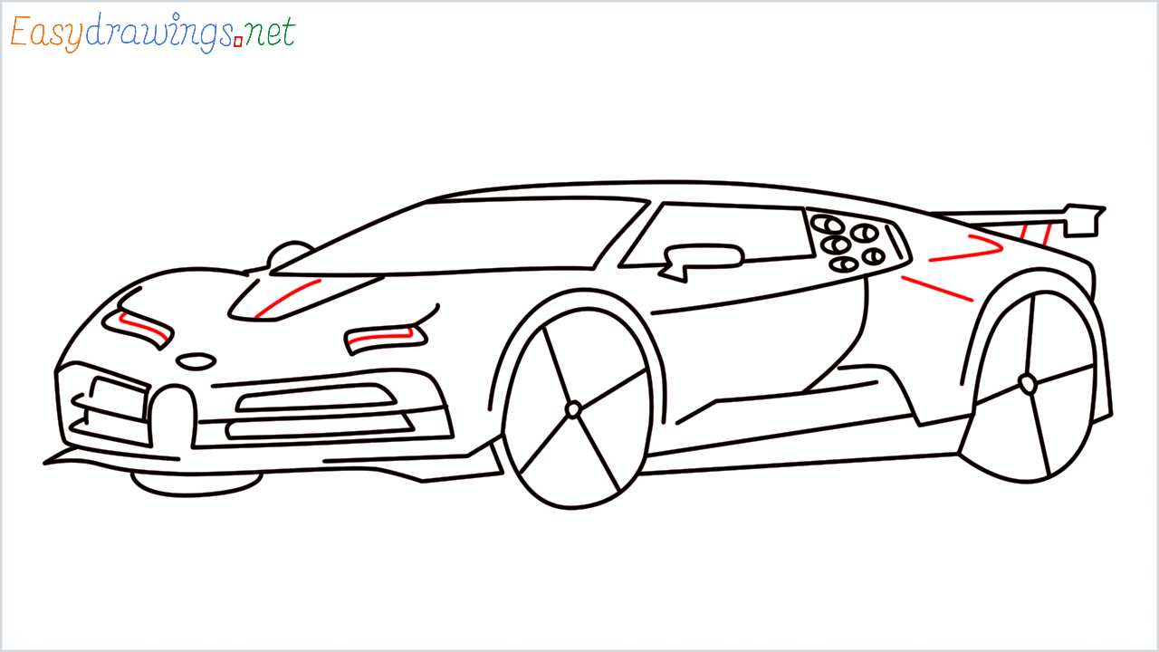 How to draw Bugatti La Voiture Noire step (12)