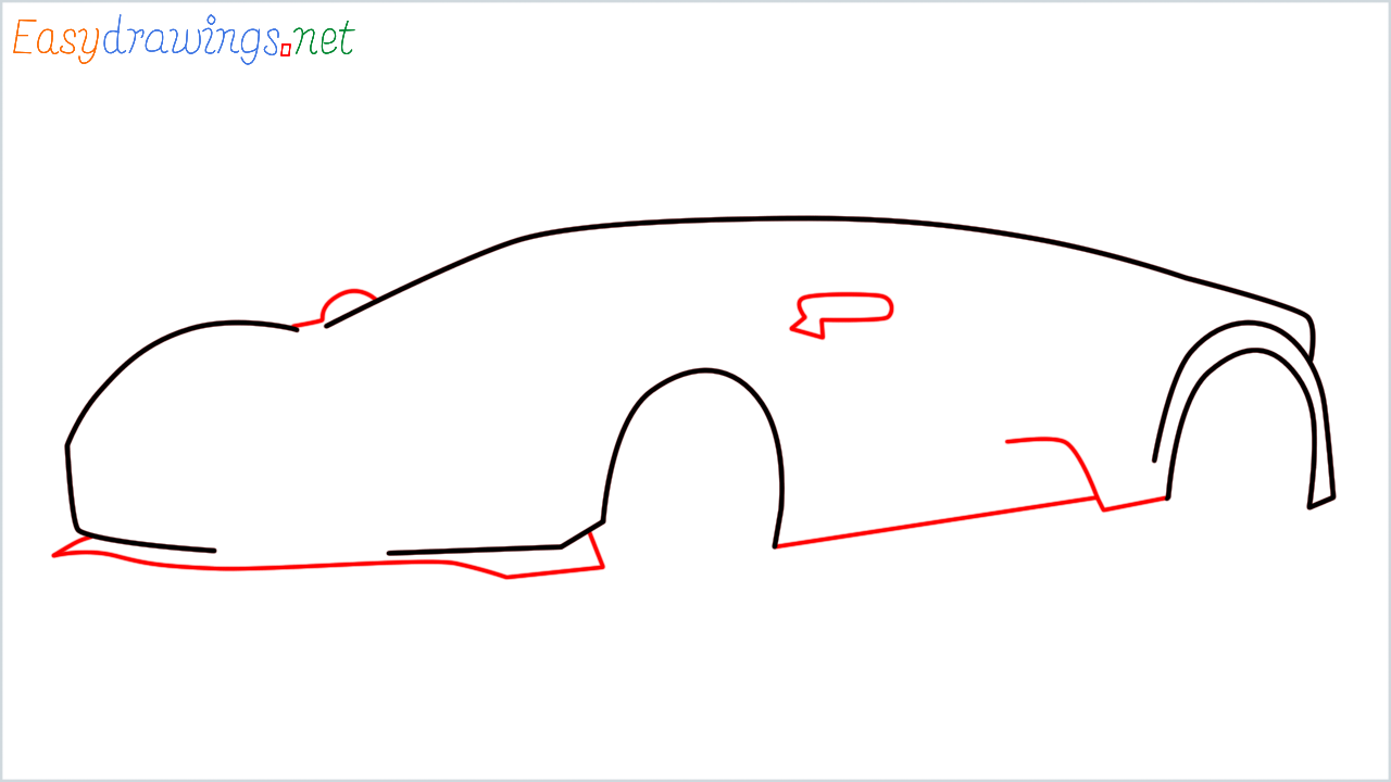 How to draw Bugatti La Voiture Noire step (4)