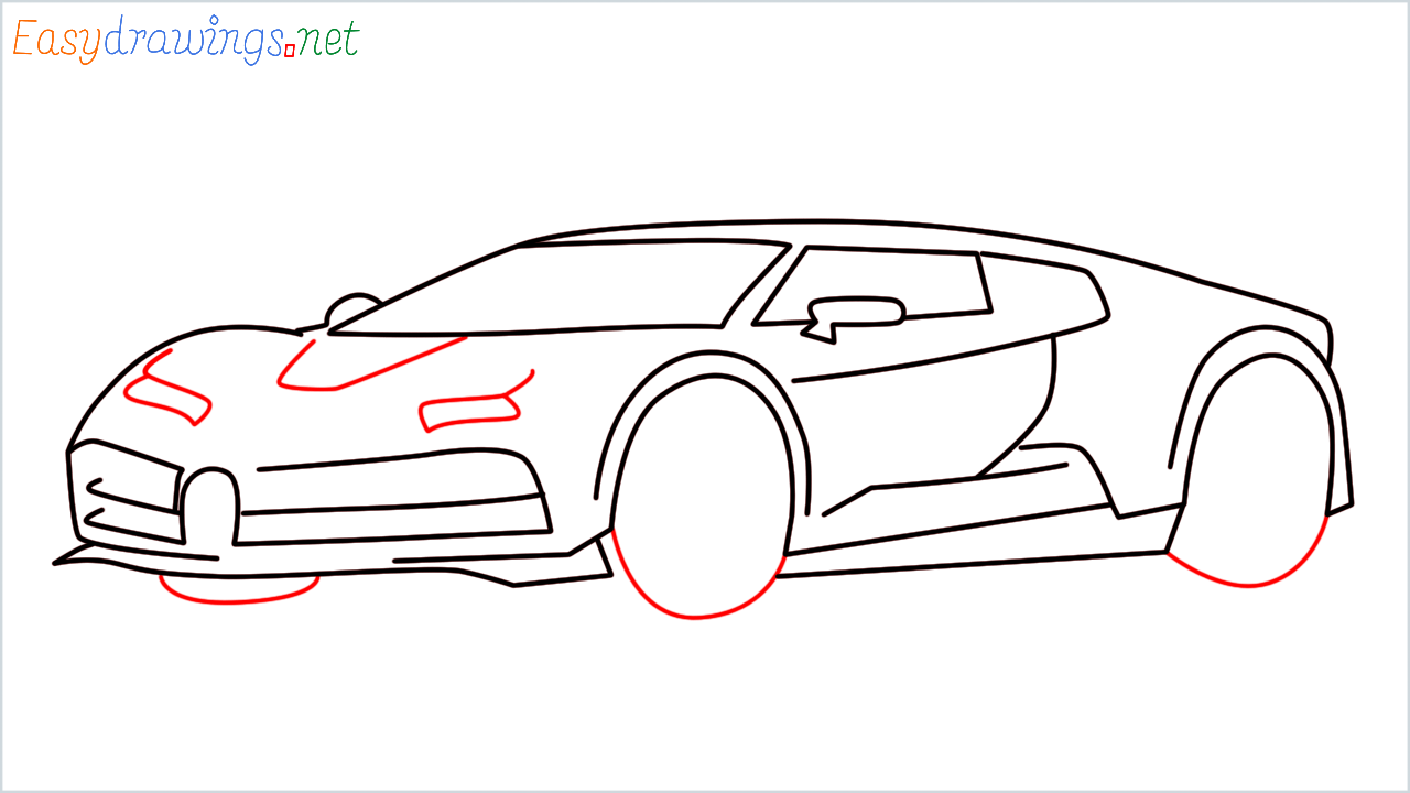 How to draw Bugatti La Voiture Noire step (8)