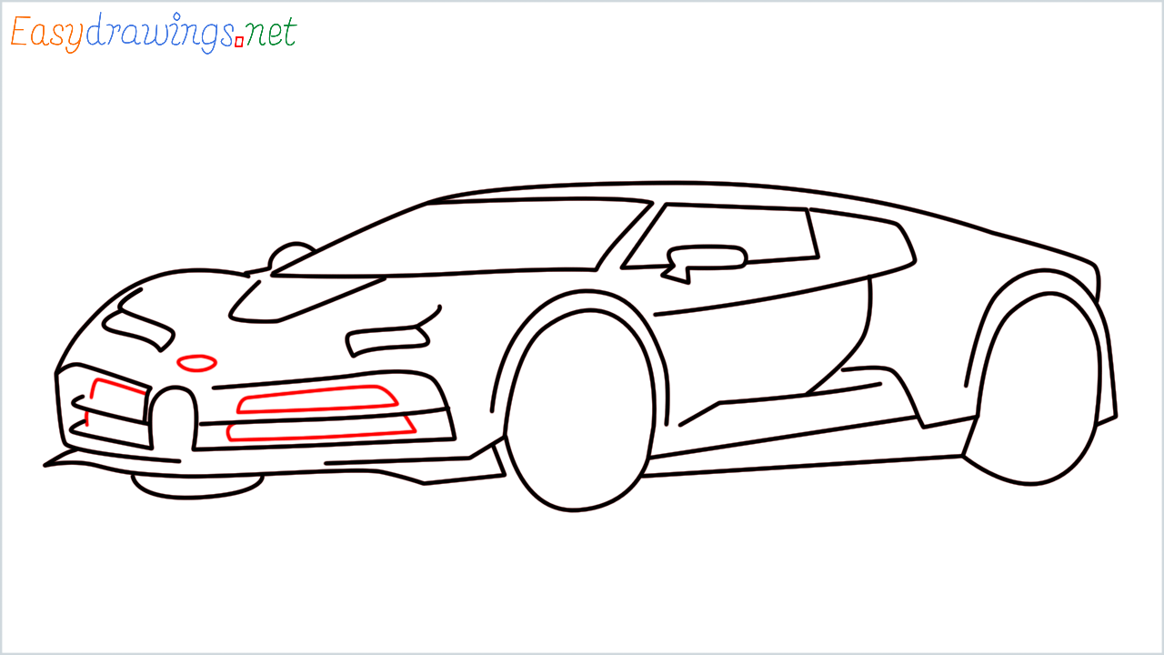 How to draw Bugatti La Voiture Noire step (9)