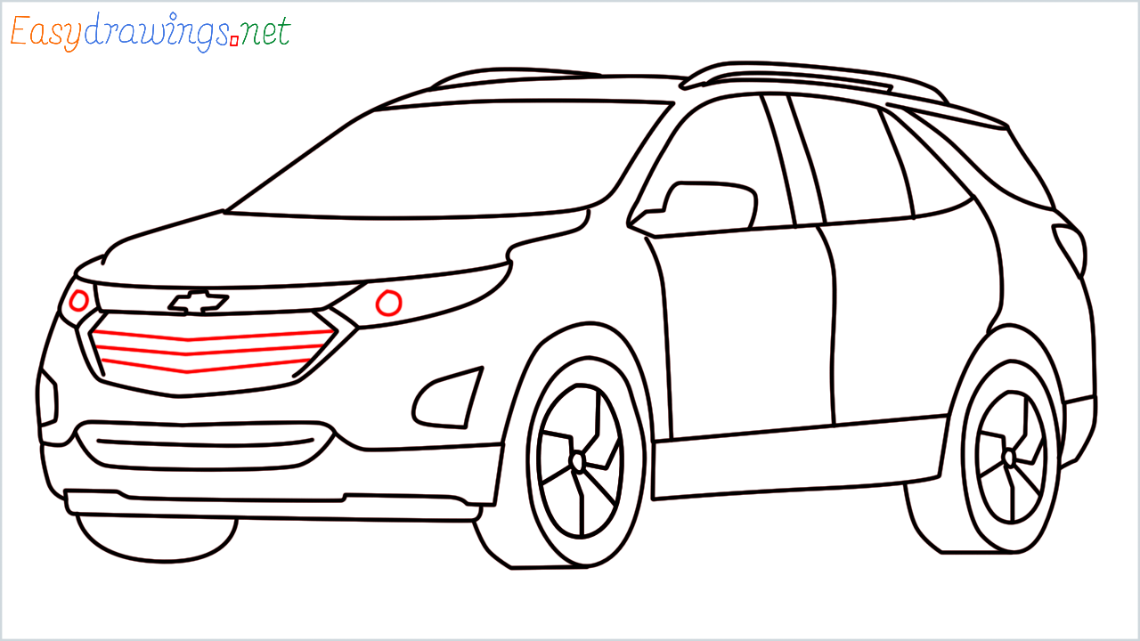How to draw Chevrolet Equinox step (13)