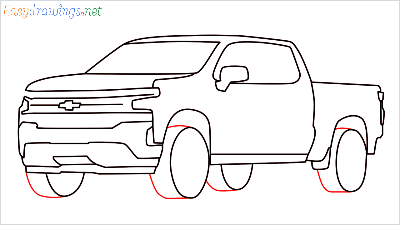 How to draw Chevrolet Silverado step (10)